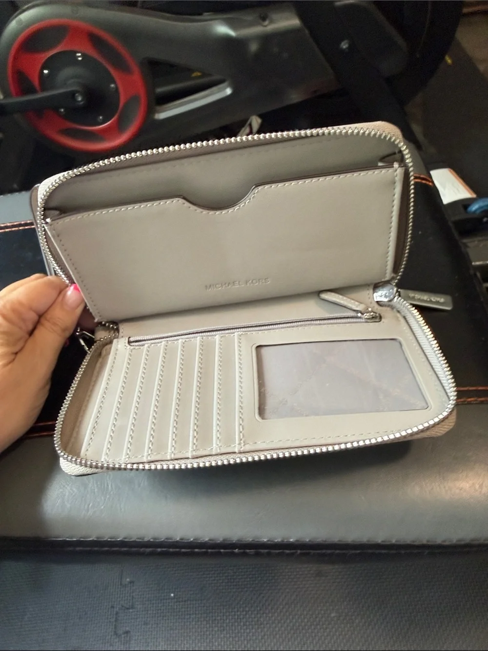 Michael Kors Light Gray Zip-Around Wristlet Wallet